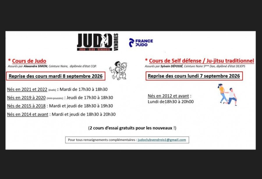 Reprise des cours rentrée 2026 et horaires